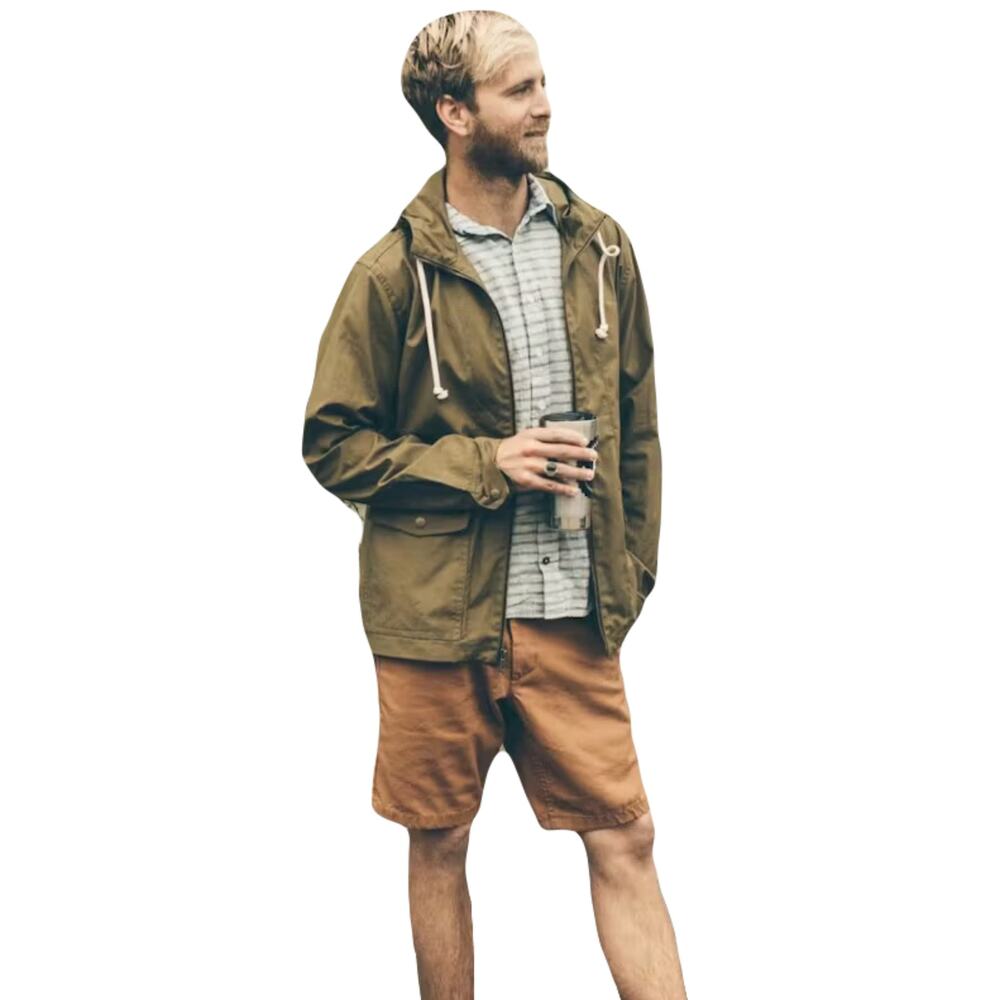 nwot TAYLOR STITCH Jacket 40~M“The Beach”Millerain”British Hoodie Olive Flap-Pkt